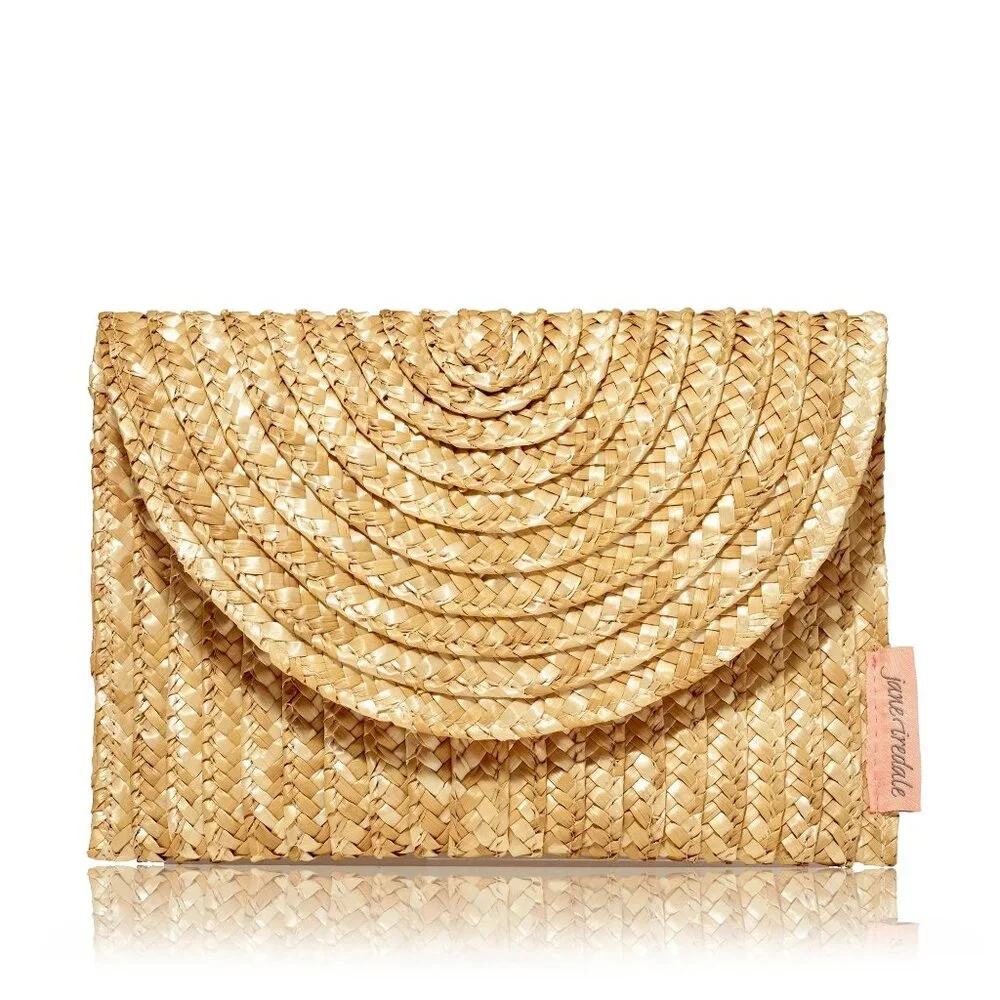 Jane Iredale Straw‎ Clutch Cosmetic Bag NEW Woven Chic Storage